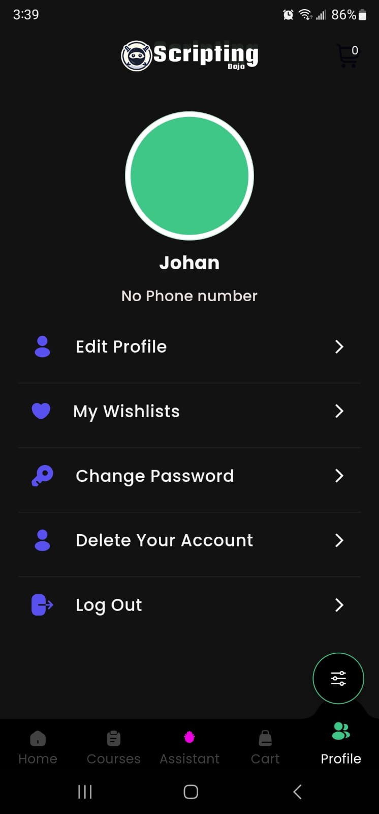 Pantalla del perfil